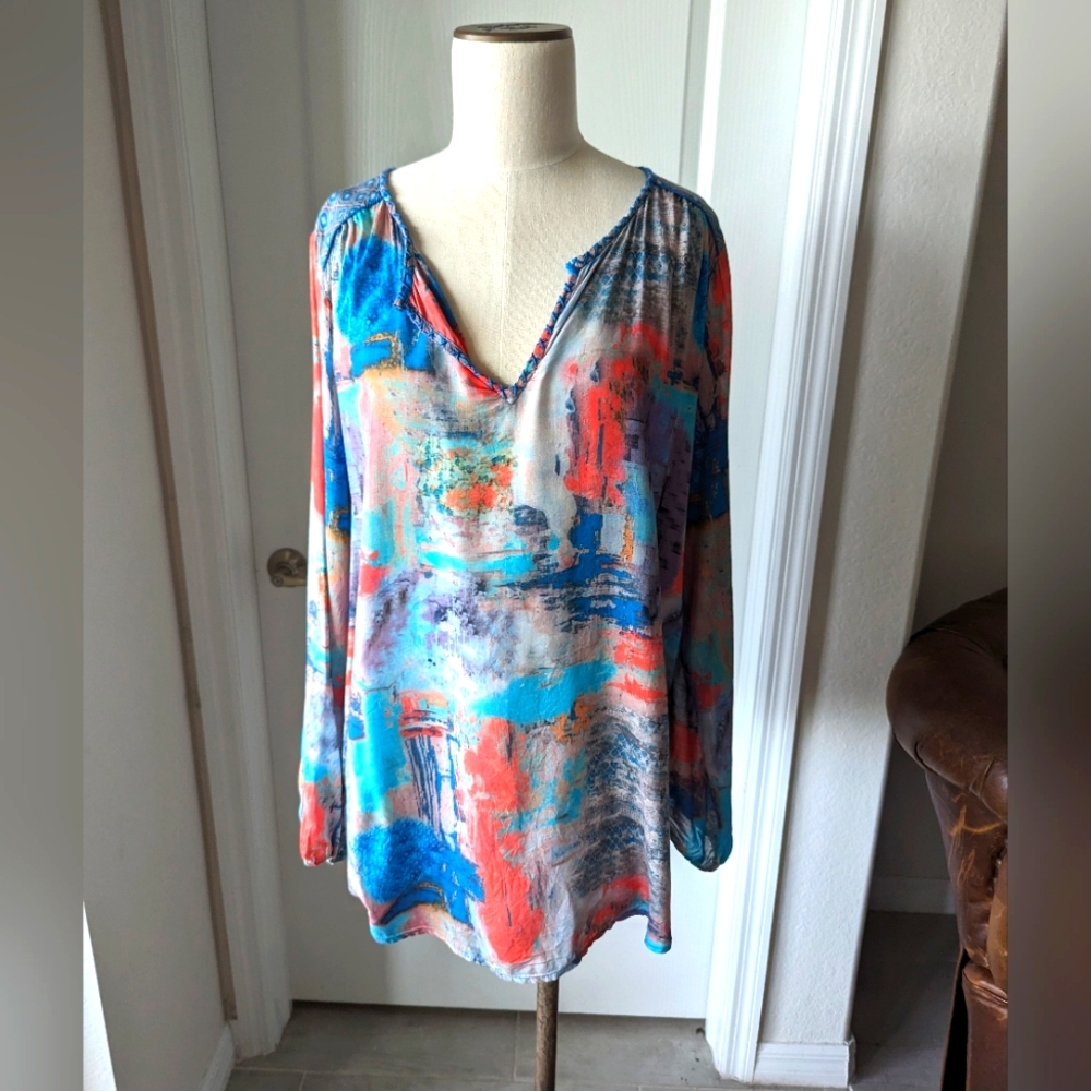 Soft Surroundings Abstract Print Tunic Blouse